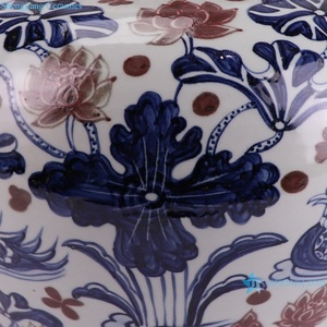 RZKR64 <span class=keywords><strong>canard</strong></span> mandarin en porcelaine <span class=keywords><strong>bleu</strong></span> et blanc Antique sous-émaillé lotus rouge jouant avec Pot de fleur en céramique d'eau - Product Image 5