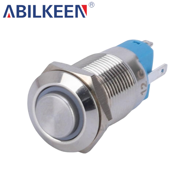 12mm High Grade Metal Push Button Switch Waterproof IP65 Easy-Install 1NO 2A High Round for Instrument Panel Applications