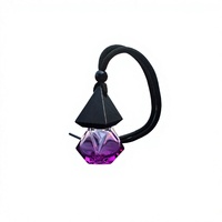 Diffuseur d'huiles essentielles suspendu en verre violet en forme de losange, flacon vide de 8 ml avec bouchon triangulaire noir pour désodorisant de voiture