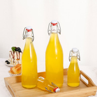Bulat 100ml 250ml 500ml 750ml 1000ml Swing Flip atas botol kaca untuk Kombucha teh