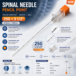 Aguja Espinal Estéril Médica con Punta de Lápiz 25G x 88mm para Procedimientos <span class=keywords><strong>Epidurales</strong></span> y Espinales - Product Image 5
