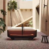 Baignoire ovale autoportante moderne en pierre artificielle transparente écologique, pour bain profond, ultra-claire, pour salle de bain intérieure - Offre Spéciale