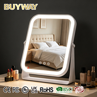 Cermin Rias LED Sentuh HD Portabel dengan 3 Warna Lampu, Cermin Kosmetik Kaca Ramah Lingkungan untuk Wanita, Dekorasi Estetis