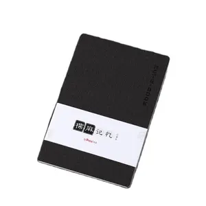 B6 linen PU leather soft cover black notebook journal notepad