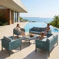 Kommerzielles Zeitgenössisches Aluminium-Garten-Lounge-Set Wasserbeständiges Olefin Tiefsitz-Seilsofa für die Terrasse