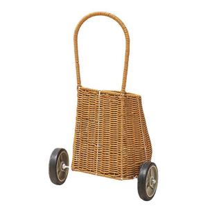 Chariot de courses en rotin tressé fait main pour enfants, panier de photographie, chariot de rangement durable et écologique avec roues - Product Image 5