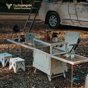 Table pliante multifonctionnelle pour le camping avec compartiment de rangement et plateau en bois pour une utilisation en extérieur - Product Image 5