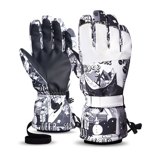 Gants de ski pour hommes et femmes hiver blanc chaud cyclisme sport Spot écran tactile cinq doigts gants d'extérieur coton - Product Image 5