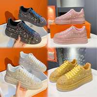 Nouvelles baskets pour femmes, chaussures de marche à lacets, entièrement ornées de strass, chaussures épaisses, luxueuses et élégantes, chaussures décontractées pour hommes