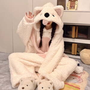 <span class=keywords><strong>Pigiama</strong></span> intero da donna <span class=keywords><strong>in</strong></span> <span class=keywords><strong>pile</strong></span> corallo, modello Samoyed, caldo e spesso, ideale per l'inverno, indossabile anche come capospalla. - Product Image 1