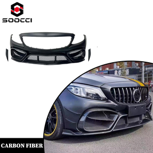 Juego de parachoques delantero de estilo IMP de fibra de medio carbono para <span class=keywords><strong>Mercedes</strong></span> <span class=keywords><strong>Benz</strong></span> Clase C W205 AMG C63 C43, divisor de labios delantero deportivo, accesorios para coche - Product Image 1