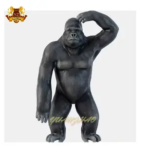 Resina Artesanato Outdoor Fibra Gorilla Monkey King Estátua Vida Tamanho King Kong Monkey Ape Estátua Escultura