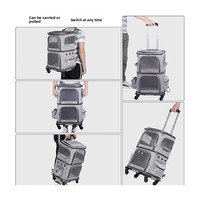 Sac à dos de transport pour chat double couche transfrontalier, poussette pour animaux de compagnie, sac à dos portable pour chat, grande capacité, respirant, détachable, valise-chariot pour animaux