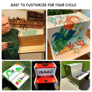 Taburete de madera súper resistente de 2 escalones, cama portátil antideslizante para niños pequeños para diseño moderno al aire libre - Product Image 2