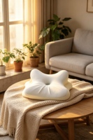 Oreiller cervical en mousse à mémoire de forme Horn Butterfly, avec trou de soulagement de la pression centrale de l'oreille, pour dormeurs latéraux, orthopédique