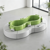 Ensemble de canapé sectionnel en cuir moderne et table basse, mobilier de bureau commercial durable et écologique au design contemporain