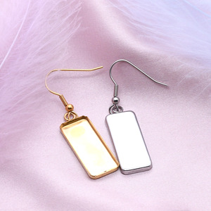Stainless Steel Rectangular <b>Earring</b> <b>Holder</b> 25x10mm With Hook For DIY Jewelry Making Accessories - Product Image 2