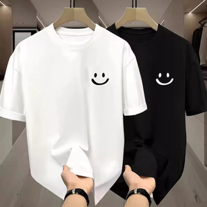 T-shirt Oversize Personalizzata 2025 con Collo a O, 180 Grammi, in Maglia Pesante, Manica Corta, Stampa Digitale a Rilievo, Grafica Semplice - Product Image 1