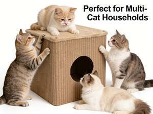 Faltbares Katzen-Würfelhaus Gemütliches Plüsch-Versteck für Drinnen Zusammenklappbares Stoff-Katzenbett mit Einstiegslöchern Waschbares Kätzchen-Nest Haustier - Product Image 6