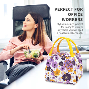 Custom Printed Flower Aluminum Foil <strong>Women</strong> Tote PU Leather Food Insulated Thermal <strong>Lunch</strong> <strong>Bag</strong> - Product Image 4