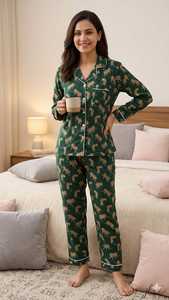 Conjunto de Pijama de Verano para Mujer, de Algodón con Estampado Animal, Ropa de Dormir Suave y Transpirable de Dos Piezas - Product Image 2
