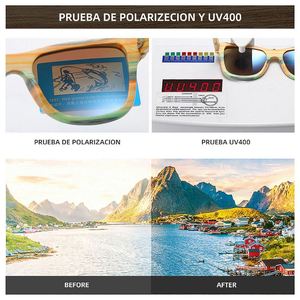Gafas de Sol Cuadradas de Madera Personalizadas al por Mayor, Gafas de Sol Polarizadas de Bambú para Mujeres y Hombres - Product Image 6