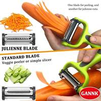 Nieuw Product China Fabriek Voorraad Julienne Dunschiller 3 Cutter Heads Fruit Dunschiller Comfortabel Handle Fruit Julienne Dunschiller