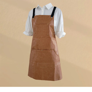 Grembiule alla Moda in Pelle PU Marrone, Abbigliamento da Lavoro Unisex per Tecnici delle Unghie, Giardinieri, <span class=keywords><strong>Pittori</strong></span>, Parrucchieri e Negozi di Tè al Latte - Product Image 5