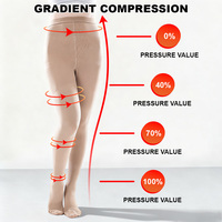 Collants de compression médicale pour femmes, grade 2, motif uni, épaisseur moyenne, antidérapants, chaussettes souples jusqu'aux genoux pour infirmières et voyages