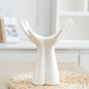 <span class=keywords><strong>Vase</strong></span> à fleurs <span class=keywords><strong>en</strong></span> porcelaine au design minimaliste moderne, <span class=keywords><strong>en</strong></span> <span class=keywords><strong>forme</strong></span> <span class=keywords><strong>de</strong></span> main <span class=keywords><strong>humaine</strong></span>, pour arrangement floral, pot décoratif pour salon - Product Image 4