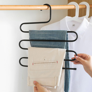 Stainless Steel Multi Layer <b>Trouser</b> <b>Hanger</b> <b>With</b> <b>Clips</b> For Wardrobe Storage Closet Organization - Product Image 4