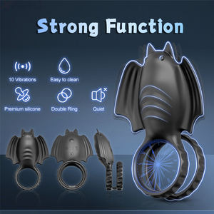 Anneau vibrant pour pénis, design chauve-souris, 10 fréquences, pour retarder l'éjaculation et stimuler le plaisir masculin, pour adultes. - Product Image 4