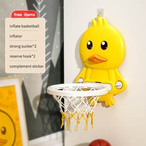 Mini aro de baloncesto de plástico duradero de pato amarillo con marcador electrónico, Tobogán de juguete flotante para piscina inflable - Product Image 6