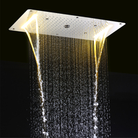 Robinets de douche thermostatiques, salle de bains, plafond LED panneau de douche cascade, ensemble de pomme de douche avec jets de Massage corporel