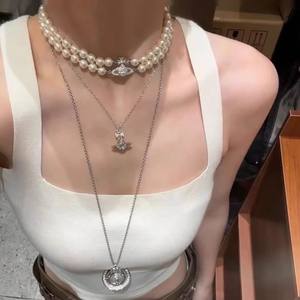 Nuevo Collar con Colgante de Planeta OVNI Azul Glaciar Grande y Mediano, Unisex, de Lujo Ligero, con Orbe de Saturno 3D, Cadena Figaro, Joyería Elegante y Moderna - Product Image 2