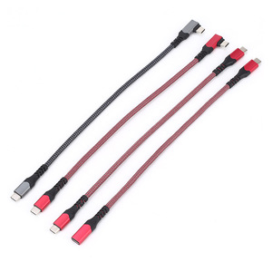 Lung Kay <b>Usb</b> Data <b>Cable</b> Type C Male To Female Gen2 3.1 5A Fast <b>Charging</b> Red And Silver Gray Weaving - Product Image 5