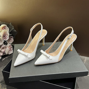 Elegant Nude Slingback Heels for Women Sexy Pointed Toe Stiletto <b>Pumps</b> Fashionable Bow Detail Dress Shoes Daily Office Heels - Product Image 2