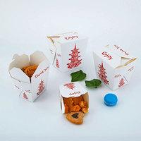 Emballage en carton blanc jetable pour la vente à emporter de nourriture, boîte en papier pour riz et nouilles chinoises avec poignée