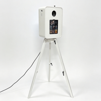 Photomaton en bois blanc avec double écran tactile de 18,5 pouces, station d'impression automatique compatible iPad et DSLR, idéal pour les mariages, les fêtes et la location professionnelle