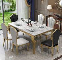 Chaise de cuisine personnalisée scandinave chaise de salle à manger chaise de table à manger italienne de luxe en marbre à structure en métal noir et or