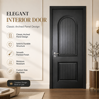Porte intérieure battante en acier à panneau cintrée de style français minimaliste, finition peinte en noir, taille personnalisée, pour chambre de villa
