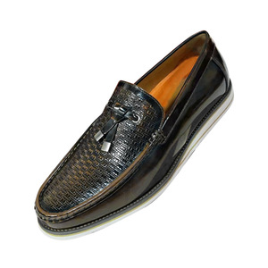Mocassins en cuir véritable à bout rond, à enfiler, avec pompon, chaussures pour hommes, tendance mode toutes saisons - Product Image 4