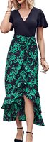Robe d'été décontractée pour femme en coton biologique, imprimée vintage, col en V, manches volantées, ourlet irrégulier, pour le quotidien