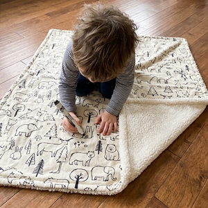 Kit de coloriage DIY pour couverture lavable, avec marqueur permanent, couverture Sherpa à dessiner pour enfants et adultes - Product Image 1