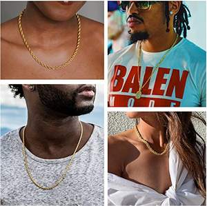 カスタム18kリアルゴールドメッキロープチェーン2mm3mm5mmステンレススチールメンズチェーンネックレスレディースチェーンファッションジュエリーネックレス - Product Image 4