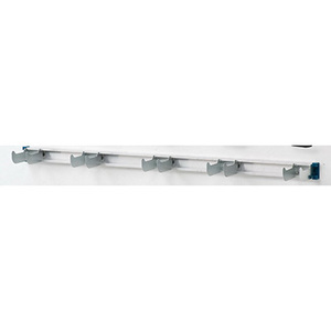 Galvanized Steel 5 Double <b>Hook</b> Track Wall Mount Laundry Room Mop Broom Cleaning <b>Tool</b> Organizer Rack - Product Image 6