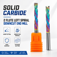 Fraise CNC à double dent, spirale gauche, coupe descendante, 6x25x50, revêtement nano coloré, outil de fraisage personnalisé OEM
