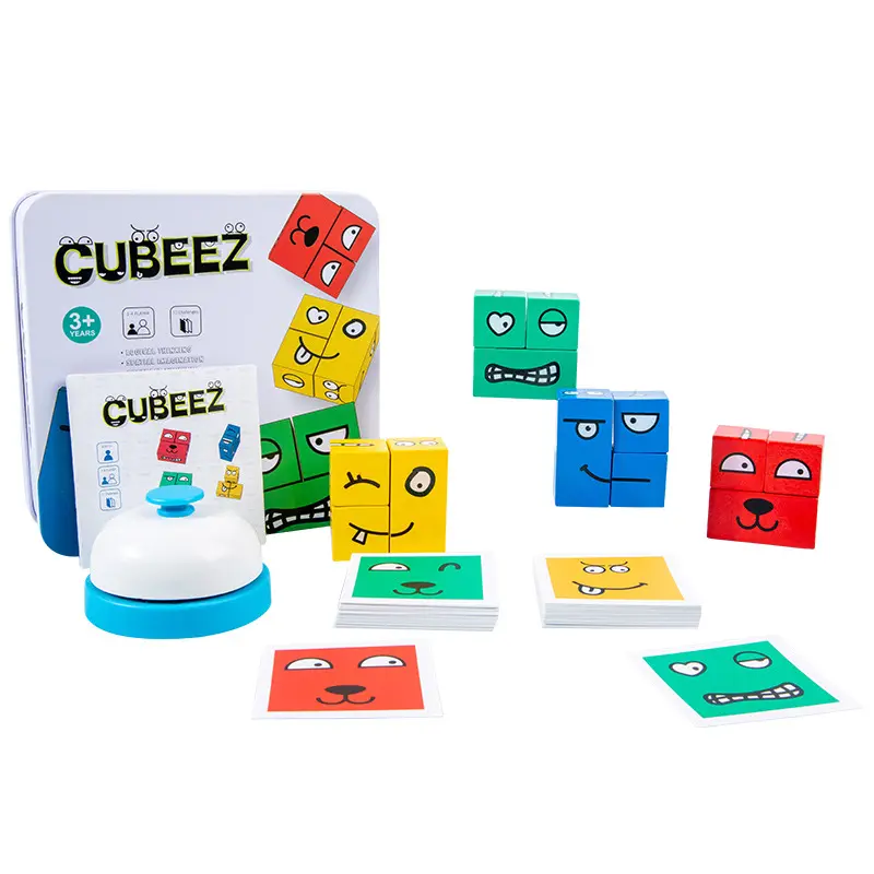 Face Changing Cube Popular Cartoon Building Wooden Puzzle Crianças Board Game Educational Block Toys