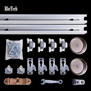 RHETECH-Kit de herrajes para puertas de granero de madera maciza con aleación de zinc e instalación de tornillos de acero para uso en interiores - Product Image 3