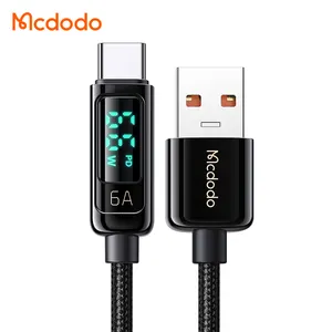 Mcdodo 869 66 Вт, 65 Вт, быстрая зарядка, USB-кабель Type-C, линия передачи данных 6A, цифровой дисплей, мощность, цинковый сплав, нейлоновый кабель Android